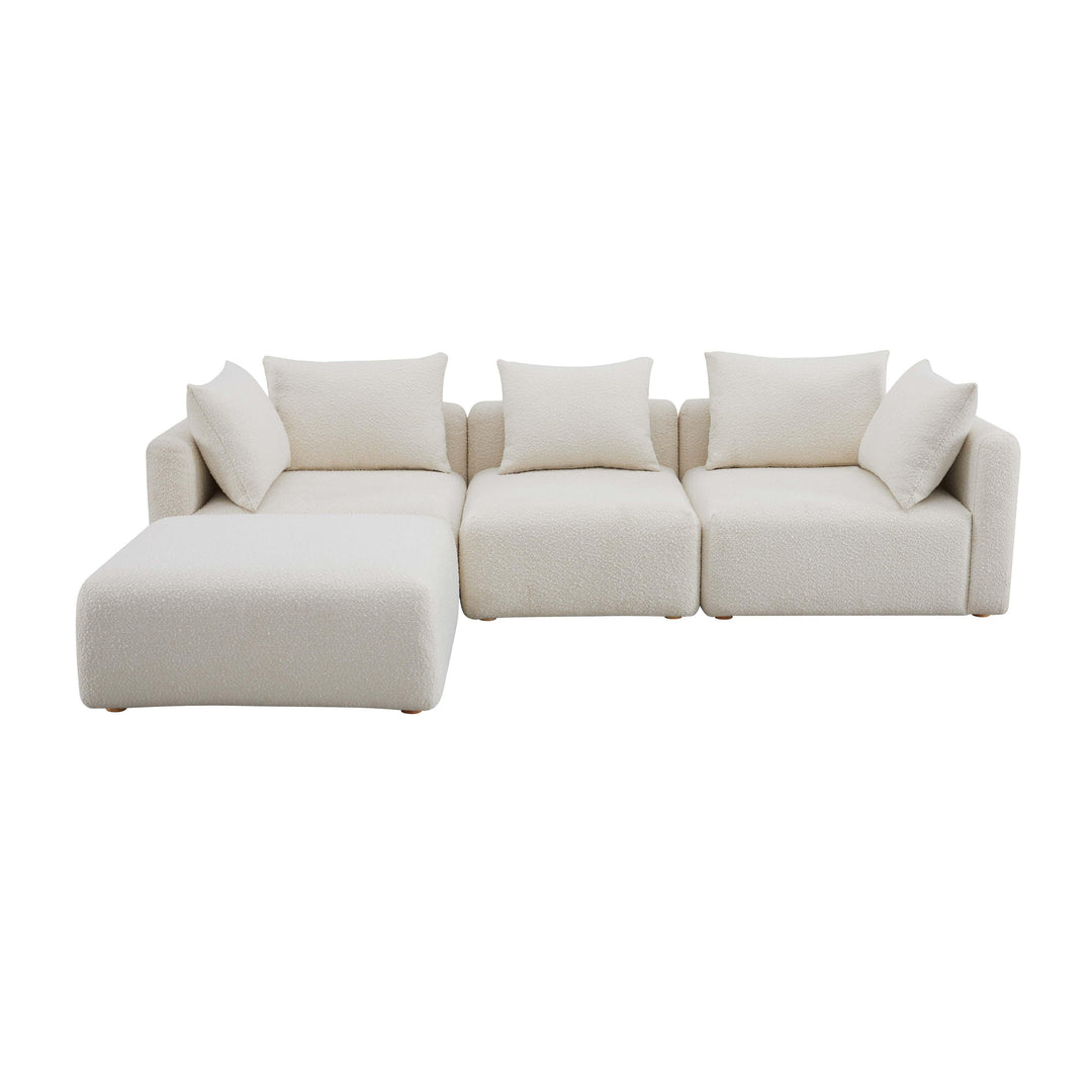 SwayLiving Hangover Cream Boucle 4-Piece Modular Sectional SOFAS + SECTIONALS