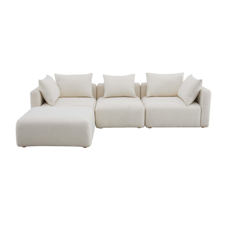 SwayLiving Hangover Cream Boucle 4-Piece Modular Sectional SOFAS + SECTIONALS