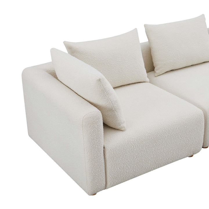 SwayLiving Hangover Cream Boucle 4-Piece Modular Sectional SOFAS + SECTIONALS