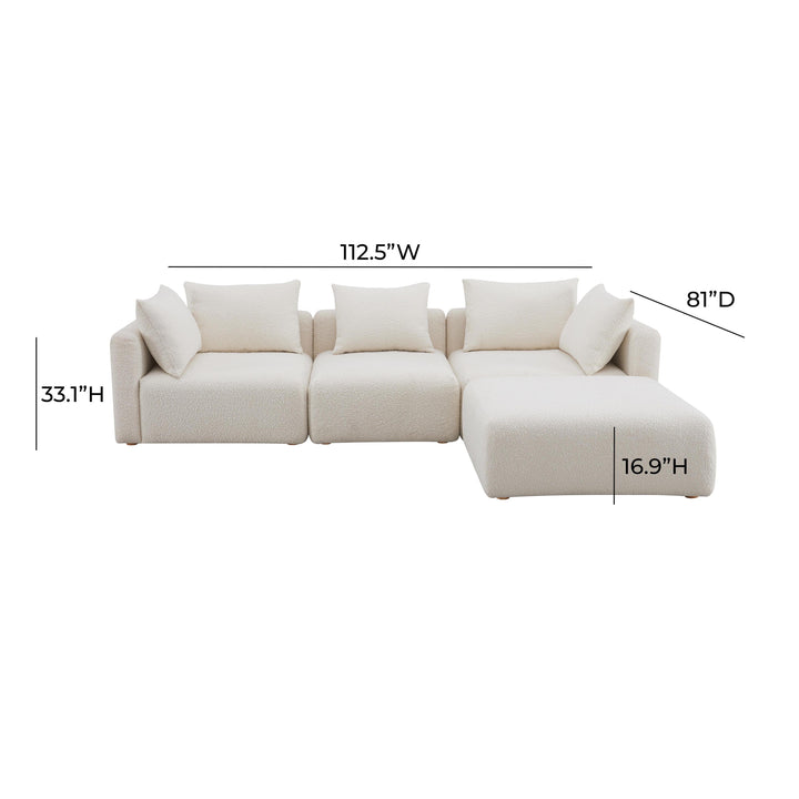 SwayLiving Hangover Cream Boucle 4-Piece Modular Sectional SOFAS + SECTIONALS