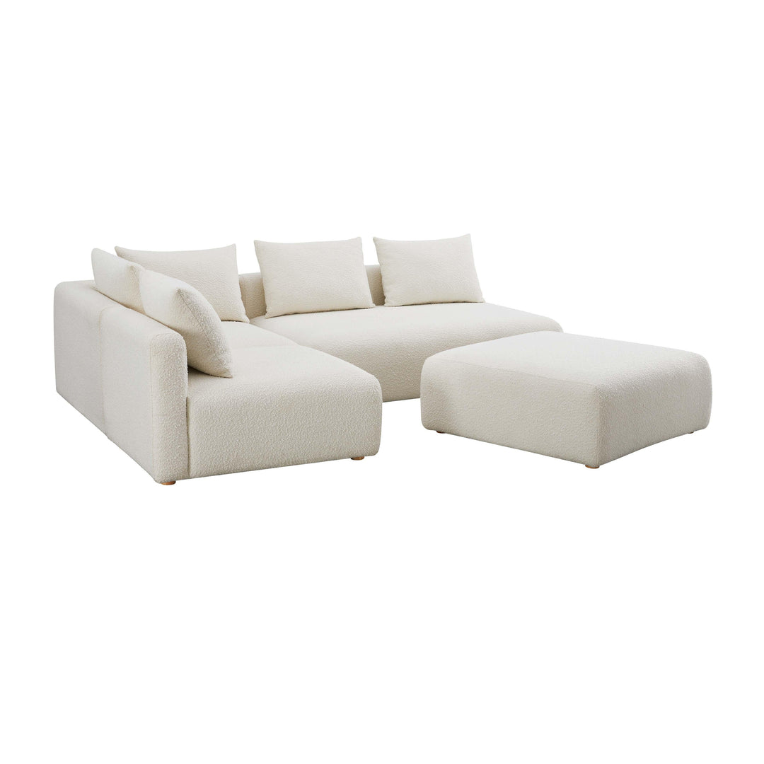 SwayLiving Hangover Cream Boucle 4-Piece Modular Chaise Sectional SOFAS + SECTIONALS