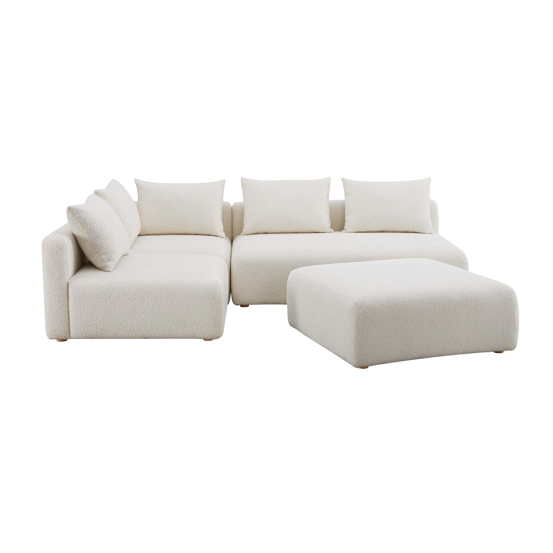 SwayLiving Hangover Cream Boucle 4-Piece Modular Chaise Sectional SOFAS + SECTIONALS