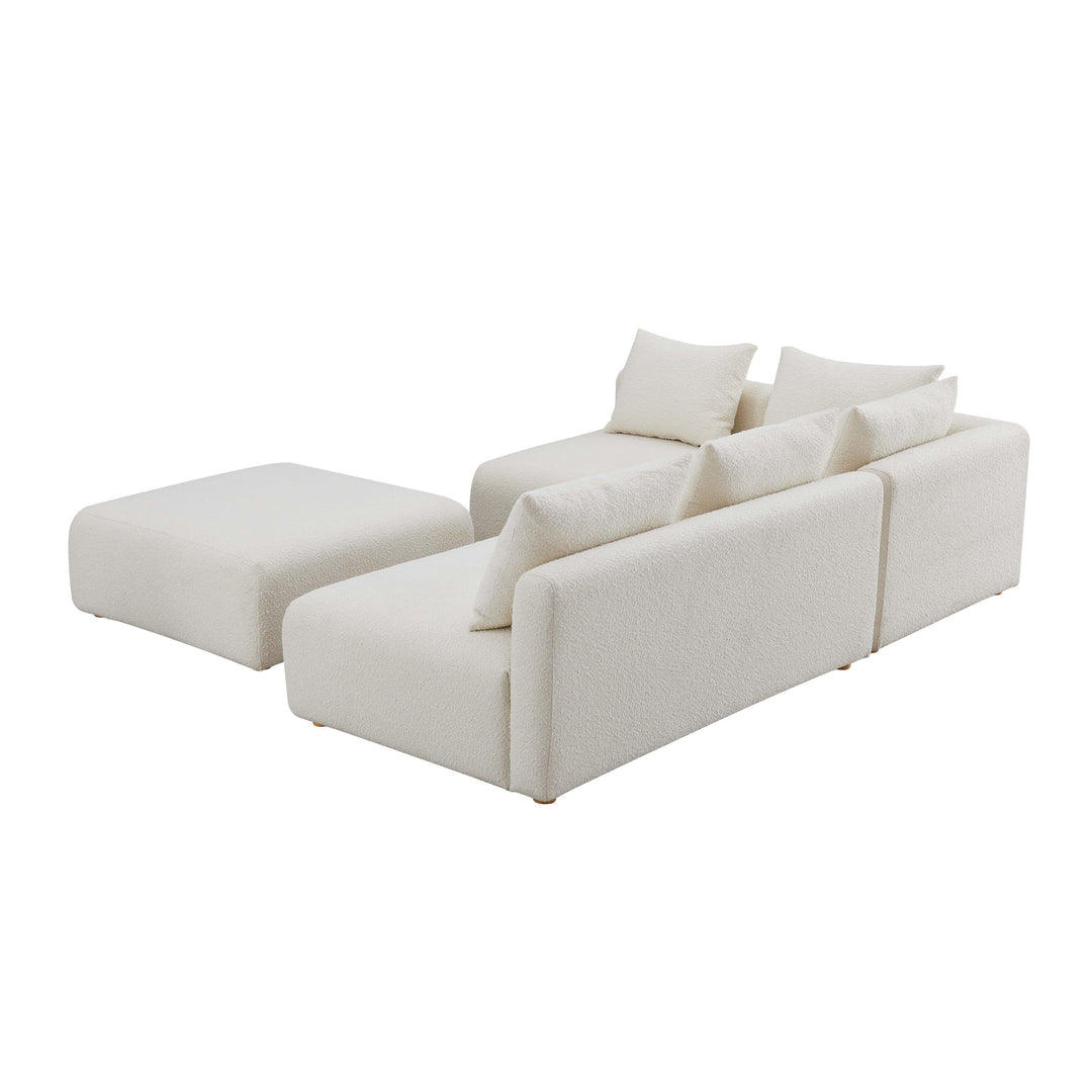 SwayLiving Hangover Cream Boucle 4-Piece Modular Chaise Sectional SOFAS + SECTIONALS