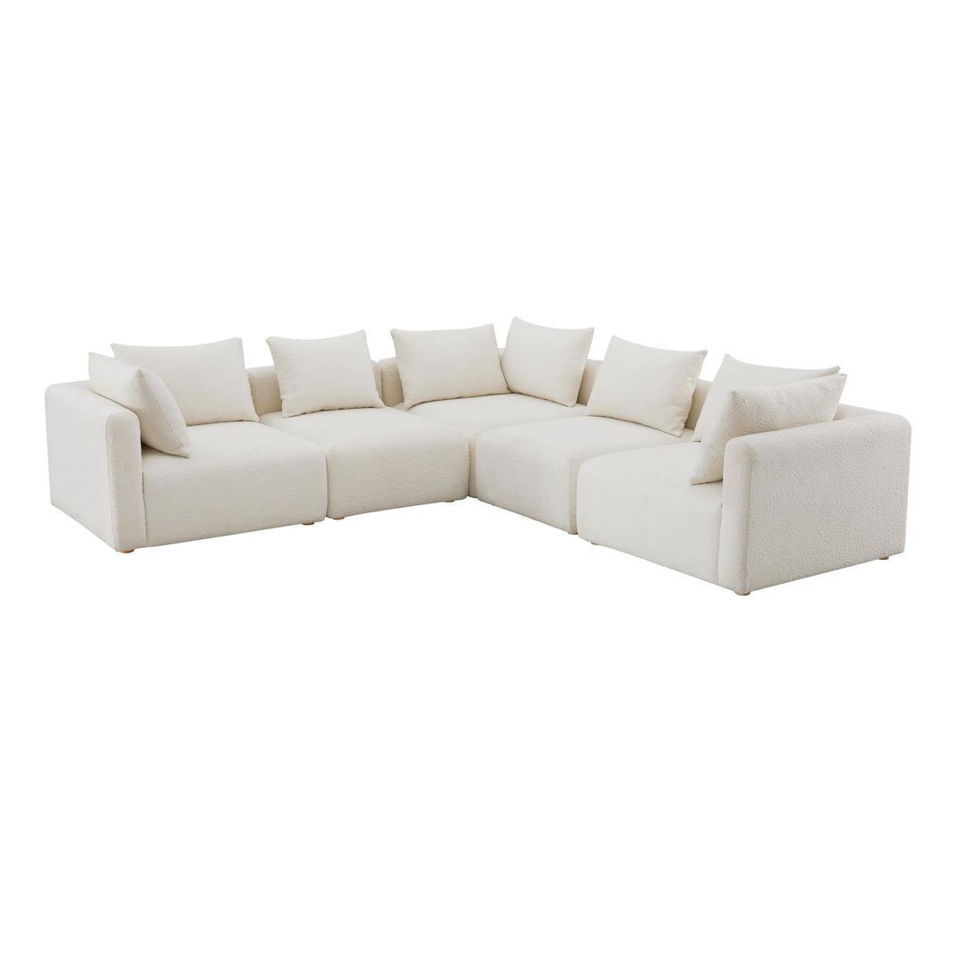 SwayLiving Hangover Cream Boucle 5-Piece Modular L-Sectional SOFAS + SECTIONALS