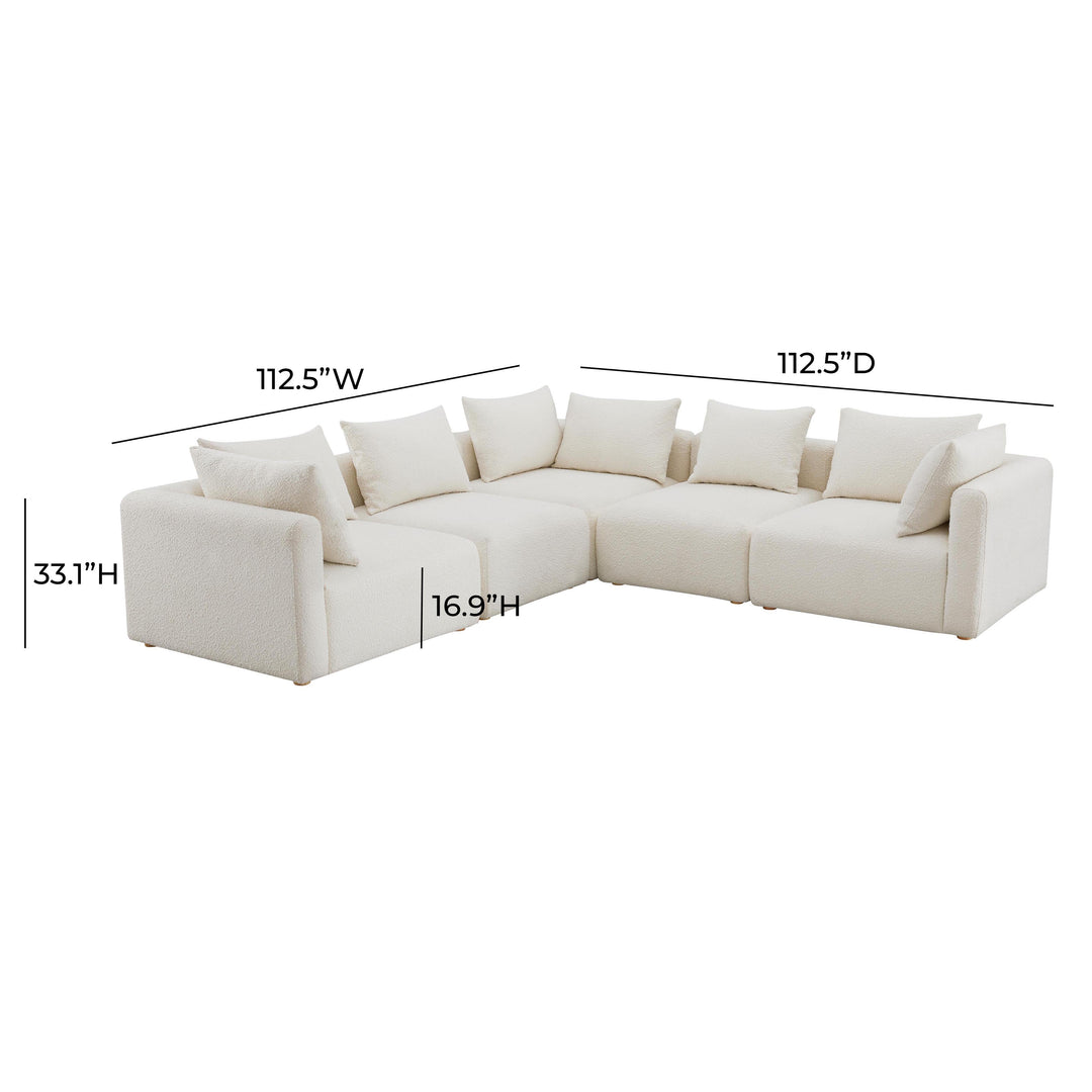 SwayLiving Hangover Cream Boucle 5-Piece Modular L-Sectional SOFAS + SECTIONALS