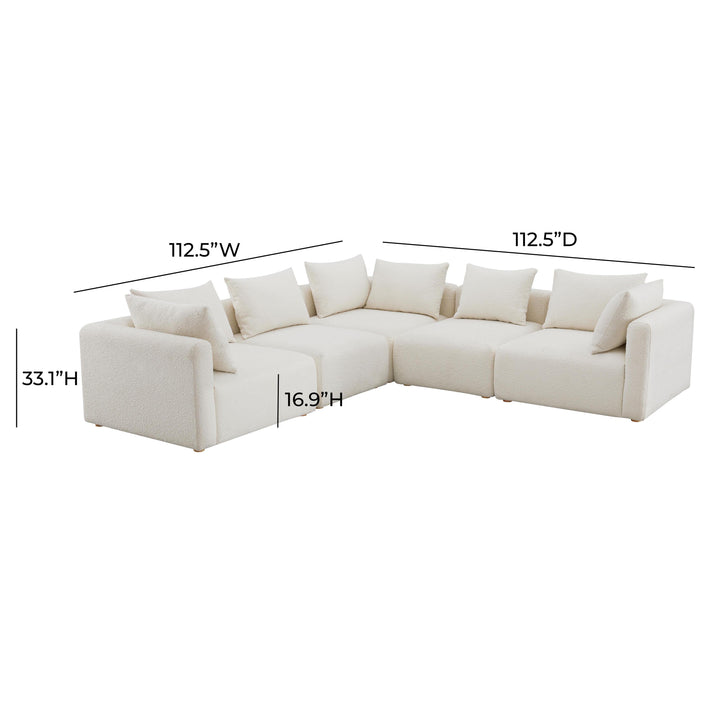 SwayLiving Hangover Cream Boucle 5-Piece Modular L-Sectional SOFAS + SECTIONALS