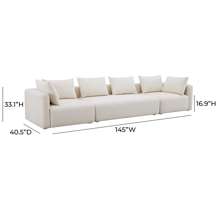 SwayLiving Hangover Cream Boucle 145" Long Sofa SOFAS + SECTIONALS