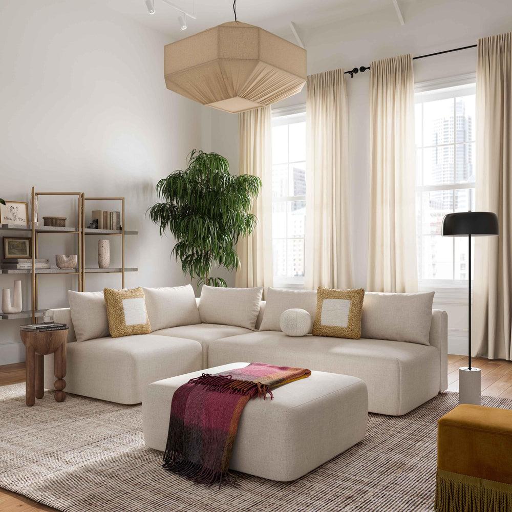 SwayLiving Hangover Cream Linen Modular Armless Chair ACCENT + LOUNGE CHAIRS