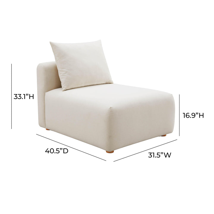 SwayLiving Hangover Cream Linen Modular Armless Chair ACCENT + LOUNGE CHAIRS