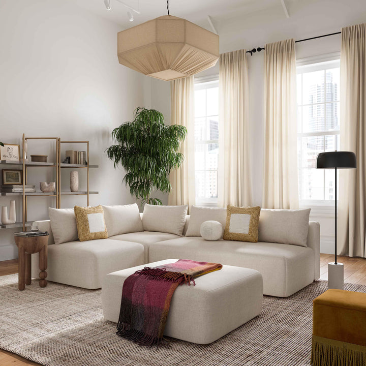 SwayLiving Hangover Cream Linen Modular Corner Chair ACCENT + LOUNGE CHAIRS