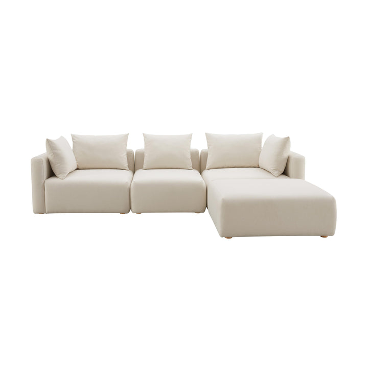 Hangover Cream Linen 4-Piece Modular Sectional SOFAS + SECTIONALS SwayLiving