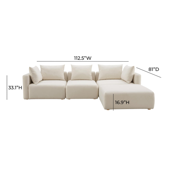Hangover Cream Linen 4-Piece Modular Sectional SOFAS + SECTIONALS SwayLiving