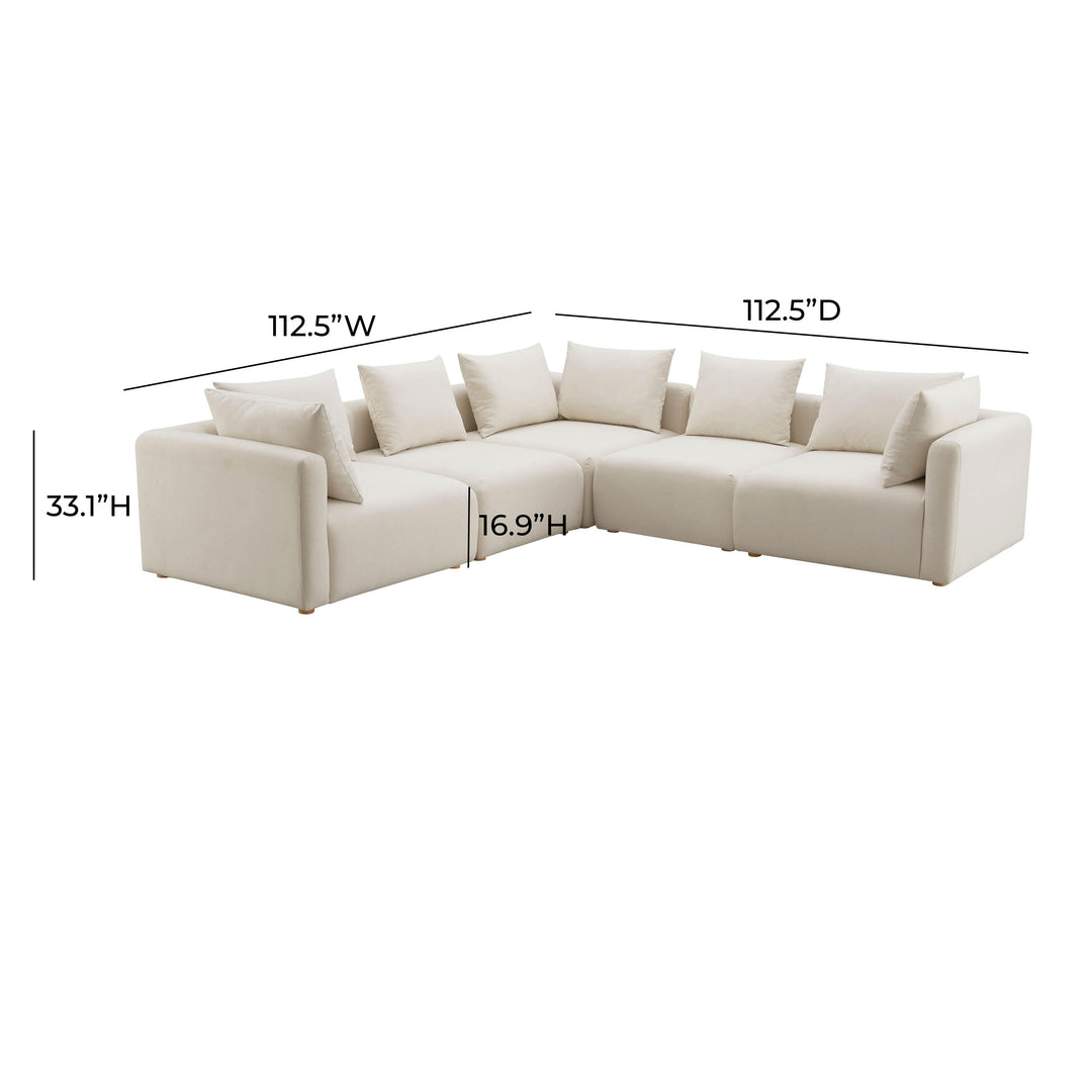 SwayLiving Hangover Cream Linen 5-Piece Modular L-Sectional SOFAS + SECTIONALS