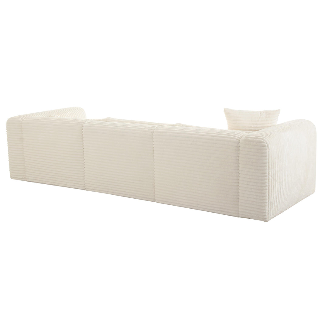 SwayLiving Tarra Fluffy Oversized Cream Corduroy Modular RAF Sectional SOFAS + SECTIONALS