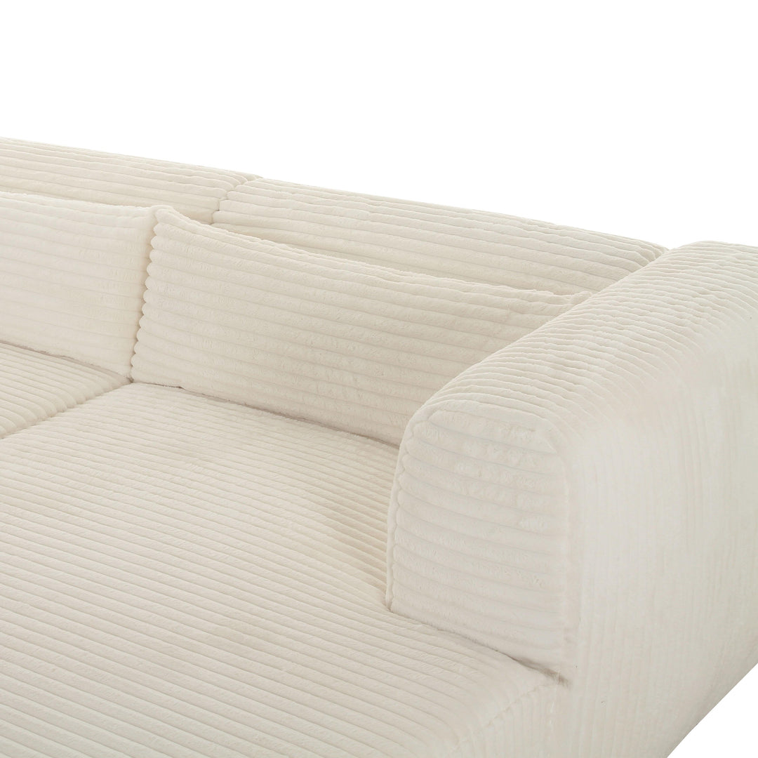 SwayLiving Tarra Fluffy Oversized Cream Corduroy Modular RAF Sectional SOFAS + SECTIONALS