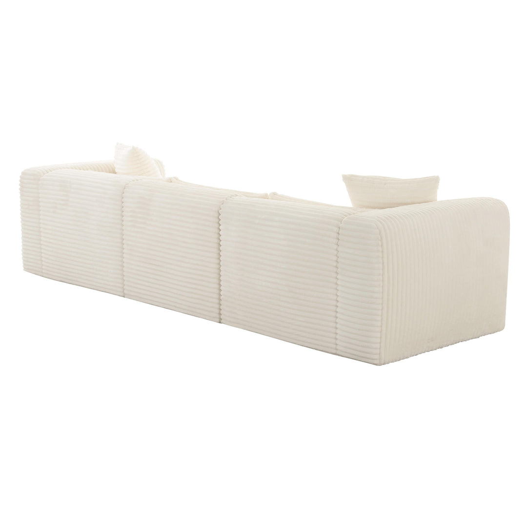 SwayLiving Tarra Fluffy Oversized Cream Corduroy Modular Sofa SOFAS + SECTIONALS