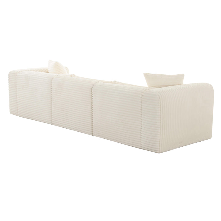 SwayLiving Tarra Fluffy Oversized Cream Corduroy Modular Sofa SOFAS + SECTIONALS
