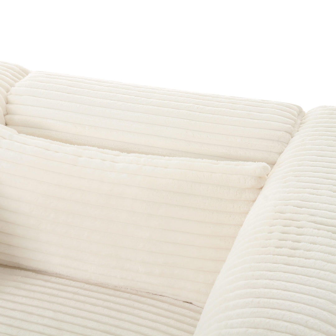 SwayLiving Tarra Fluffy Oversized Cream Corduroy Modular Sofa SOFAS + SECTIONALS