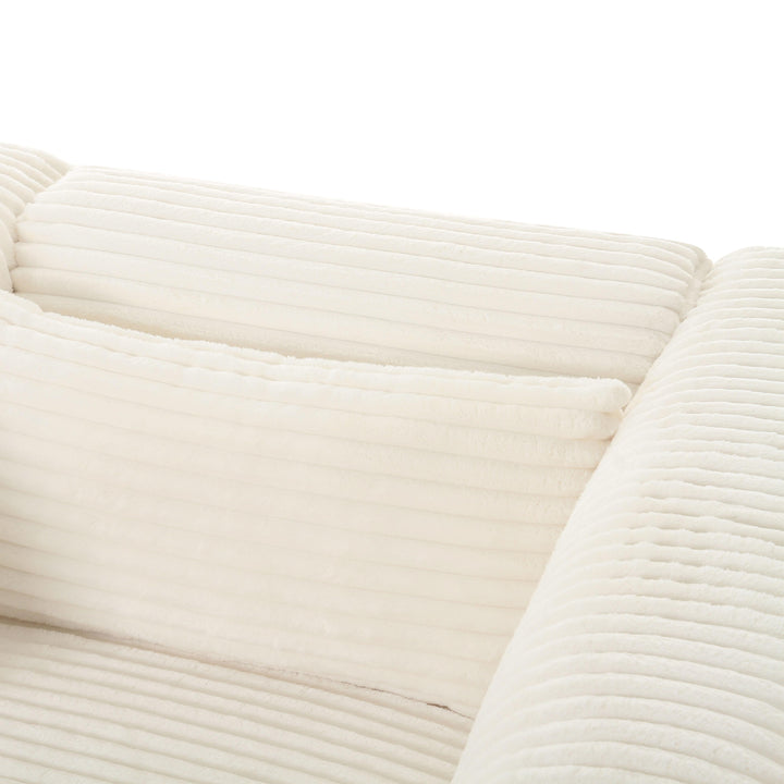 SwayLiving Tarra Fluffy Oversized Cream Corduroy Modular Sofa SOFAS + SECTIONALS