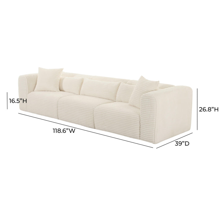 SwayLiving Tarra Fluffy Oversized Cream Corduroy Modular Sofa SOFAS + SECTIONALS
