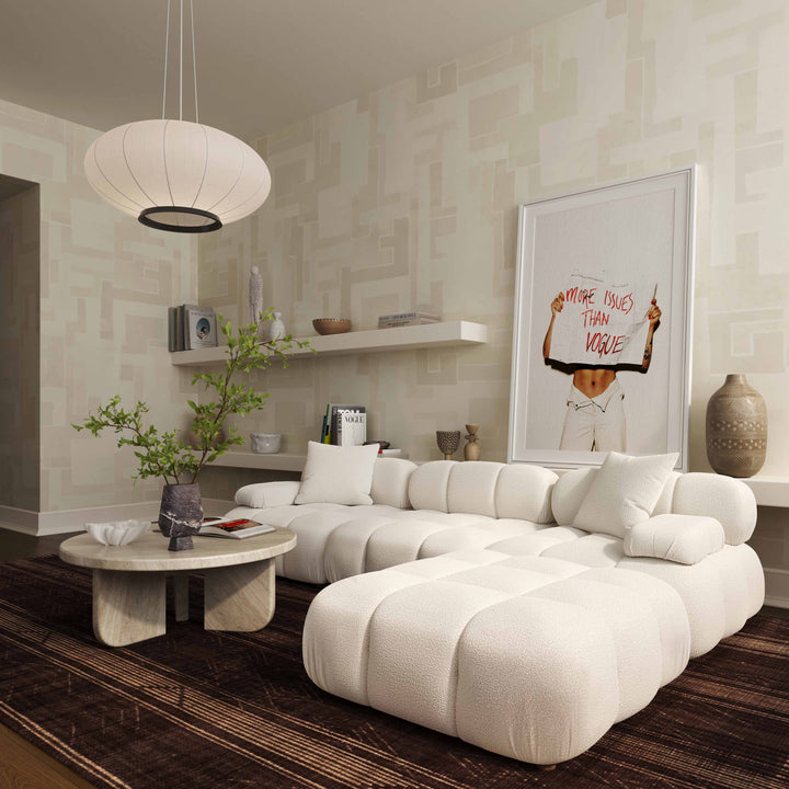 SwayLiving Calliope Cream Vegan Shearling 4-piece Modular Sectional SOFAS + SECTIONALS