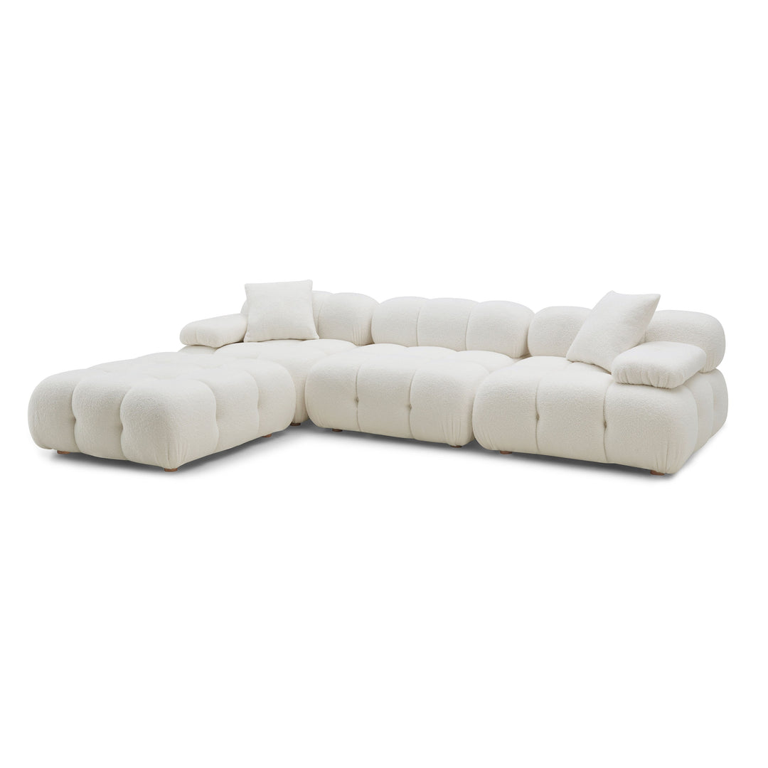 SwayLiving Calliope Cream Vegan Shearling 4-piece Modular Sectional SOFAS + SECTIONALS