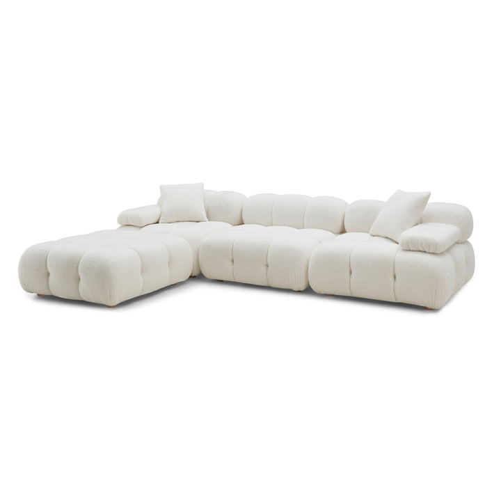 SwayLiving Calliope Cream Vegan Shearling 4-piece Modular Sectional SOFAS + SECTIONALS