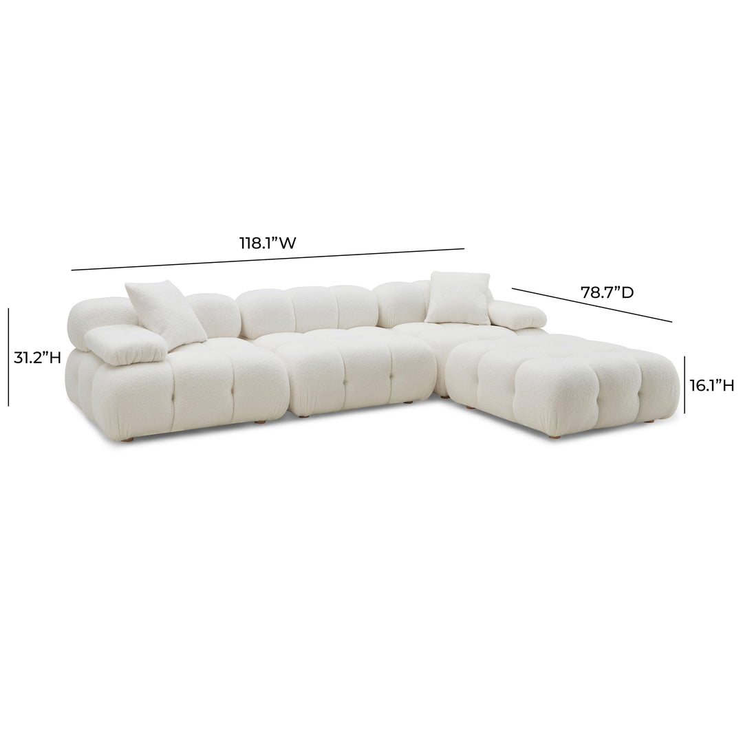 SwayLiving Calliope Cream Vegan Shearling 4-piece Modular Sectional SOFAS + SECTIONALS
