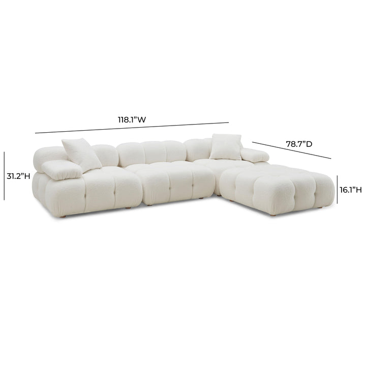 SwayLiving Calliope Cream Vegan Shearling 4-piece Modular Sectional SOFAS + SECTIONALS