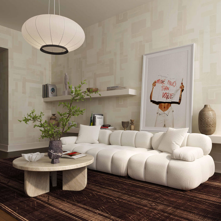 SwayLiving Calliope Cream Vegan Shearling Modular Sofa SOFAS + SECTIONALS