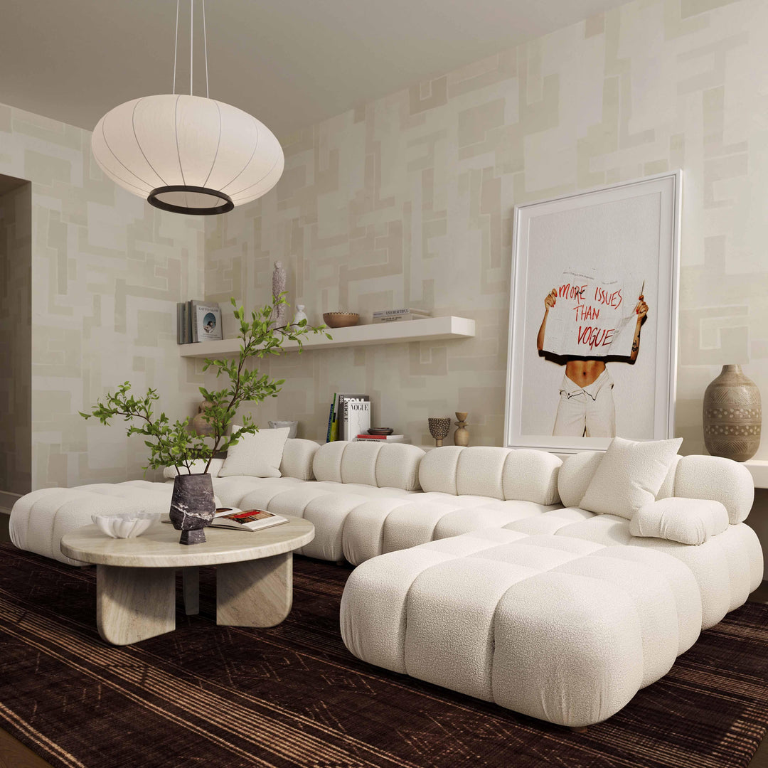 SwayLiving Calliope Cream Vegan Shearling 6-piece Modular U-Sectional SOFAS + SECTIONALS