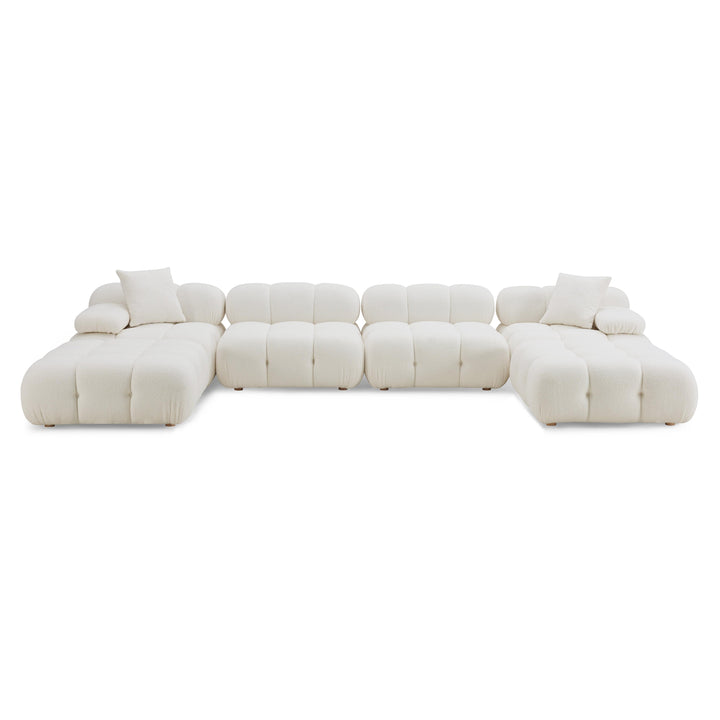 SwayLiving Calliope Cream Vegan Shearling 6-piece Modular U-Sectional SOFAS + SECTIONALS