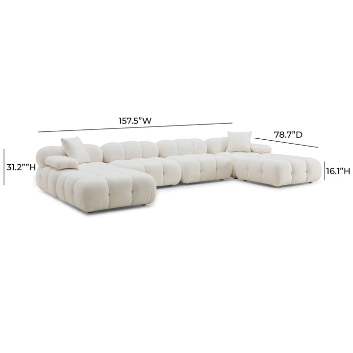 SwayLiving Calliope Cream Vegan Shearling 6-piece Modular U-Sectional SOFAS + SECTIONALS