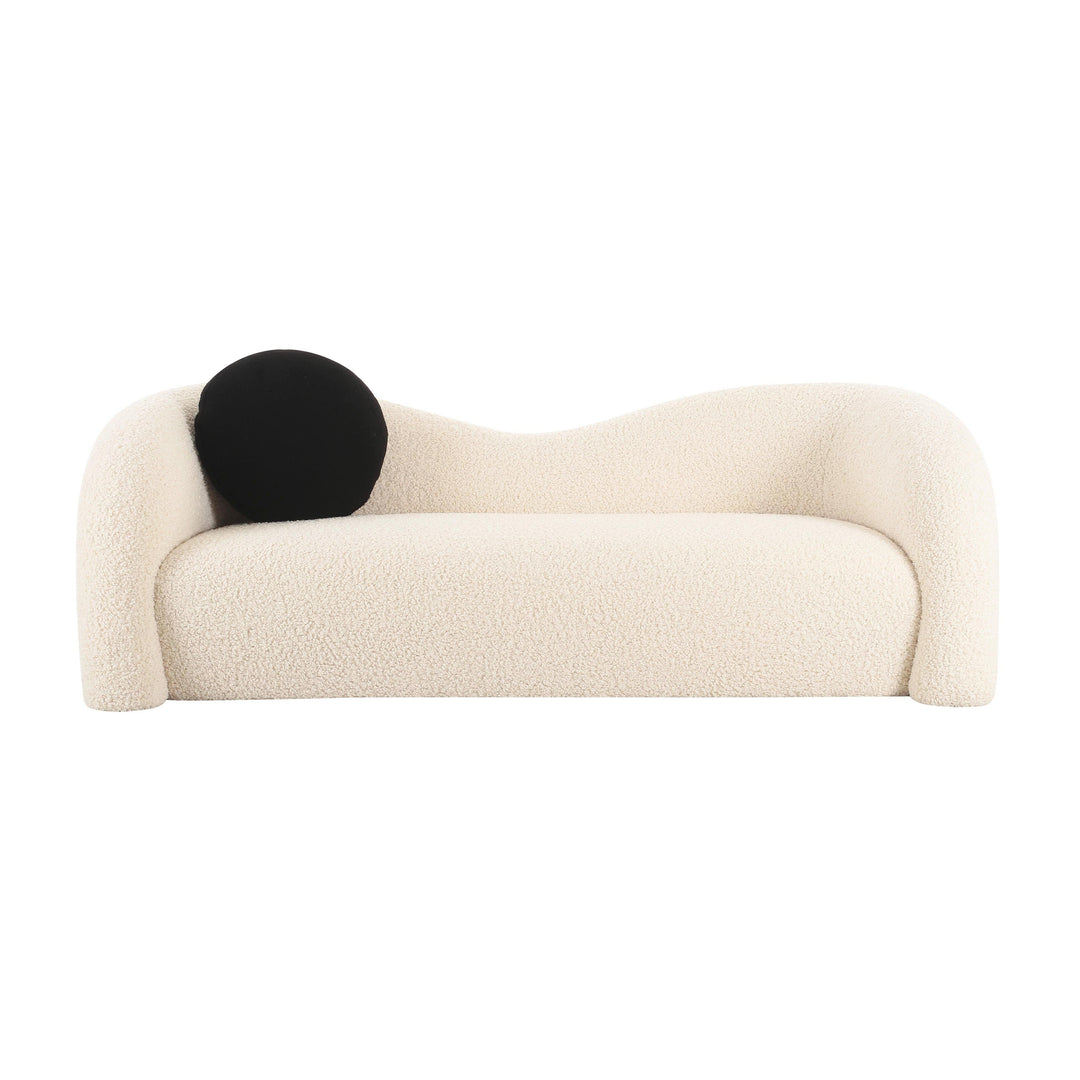 SwayLiving Leonie Beige Faux Shearling 84" Sofa SOFAS + SECTIONALS