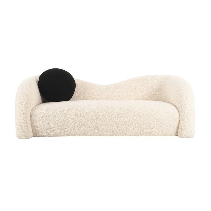 SwayLiving Leonie Beige Faux Shearling 84" Sofa SOFAS + SECTIONALS