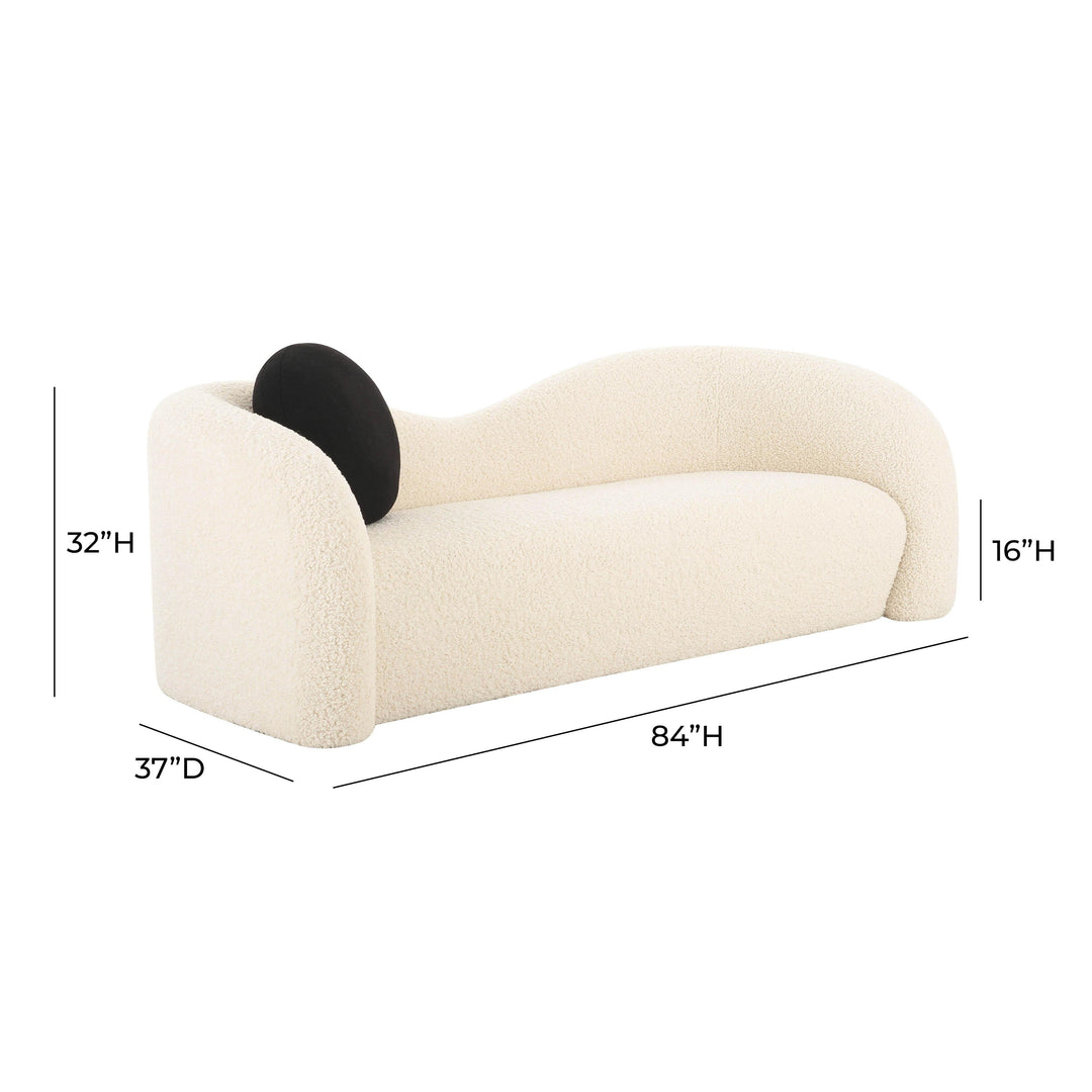 SwayLiving Leonie Beige Faux Shearling 84" Sofa SOFAS + SECTIONALS