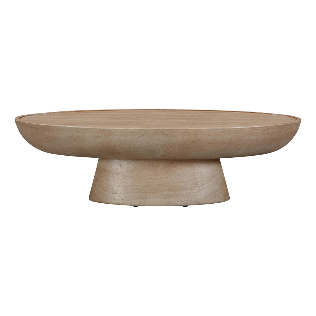 SwayLiving Eclipse Textured Faux Travertine Indoor / Outdoor Coffee Table OUTDOOR COFFEE TABLES
