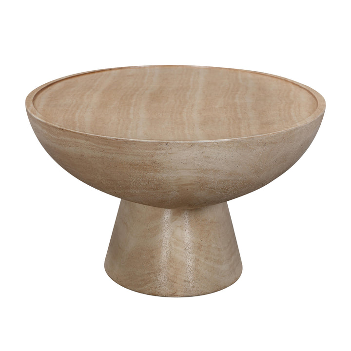 SwayLiving Eclipse Textured Faux Travertine Indoor / Outdoor Coffee Table OUTDOOR COFFEE TABLES