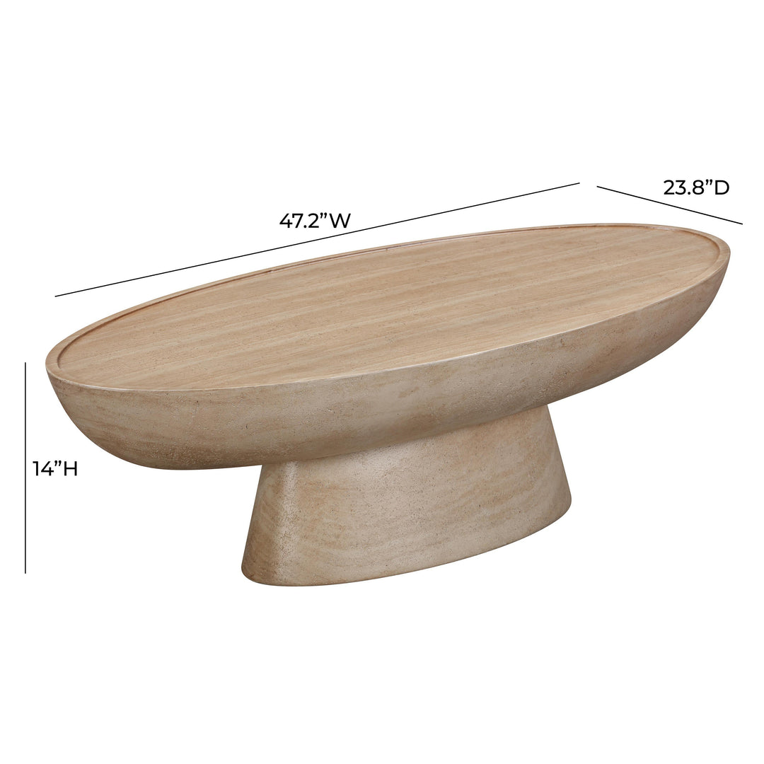SwayLiving Eclipse Textured Faux Travertine Indoor / Outdoor Coffee Table OUTDOOR COFFEE TABLES