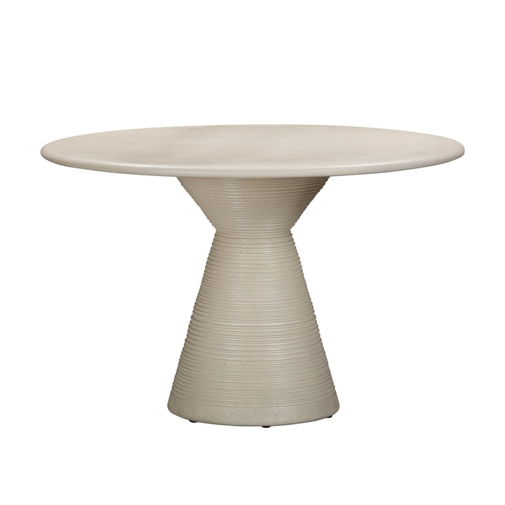 SwayLiving Fern Beige Textured Faux Plaster Concrete Indoor / Outdoor Round Dining Table OUTDOOR DINING TABLES