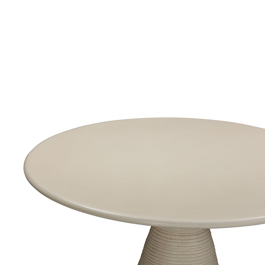 SwayLiving Fern Beige Textured Faux Plaster Concrete Indoor / Outdoor Round Dining Table OUTDOOR DINING TABLES