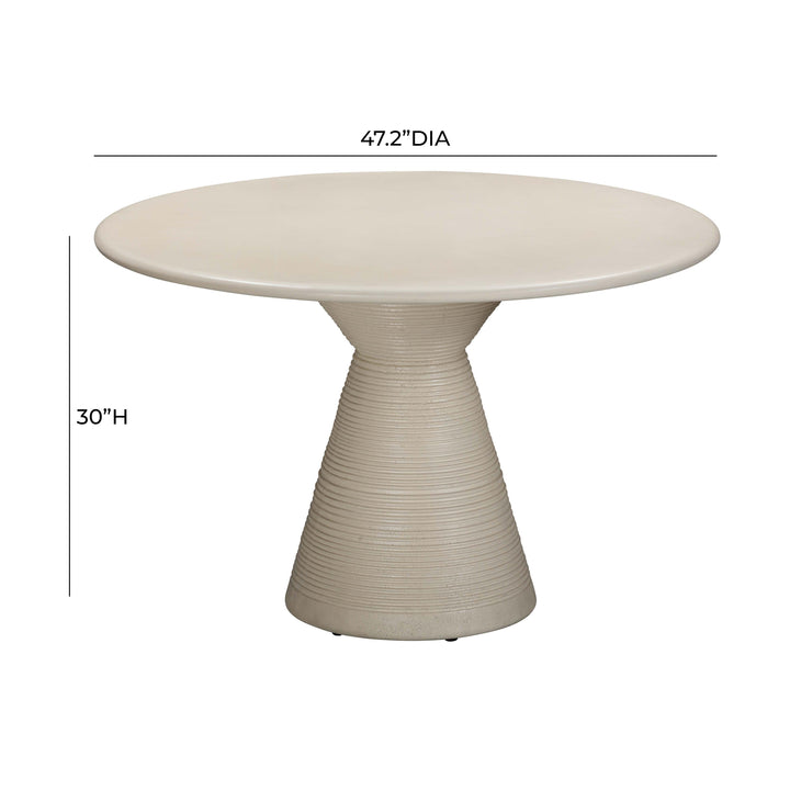 SwayLiving Fern Beige Textured Faux Plaster Concrete Indoor / Outdoor Round Dining Table OUTDOOR DINING TABLES
