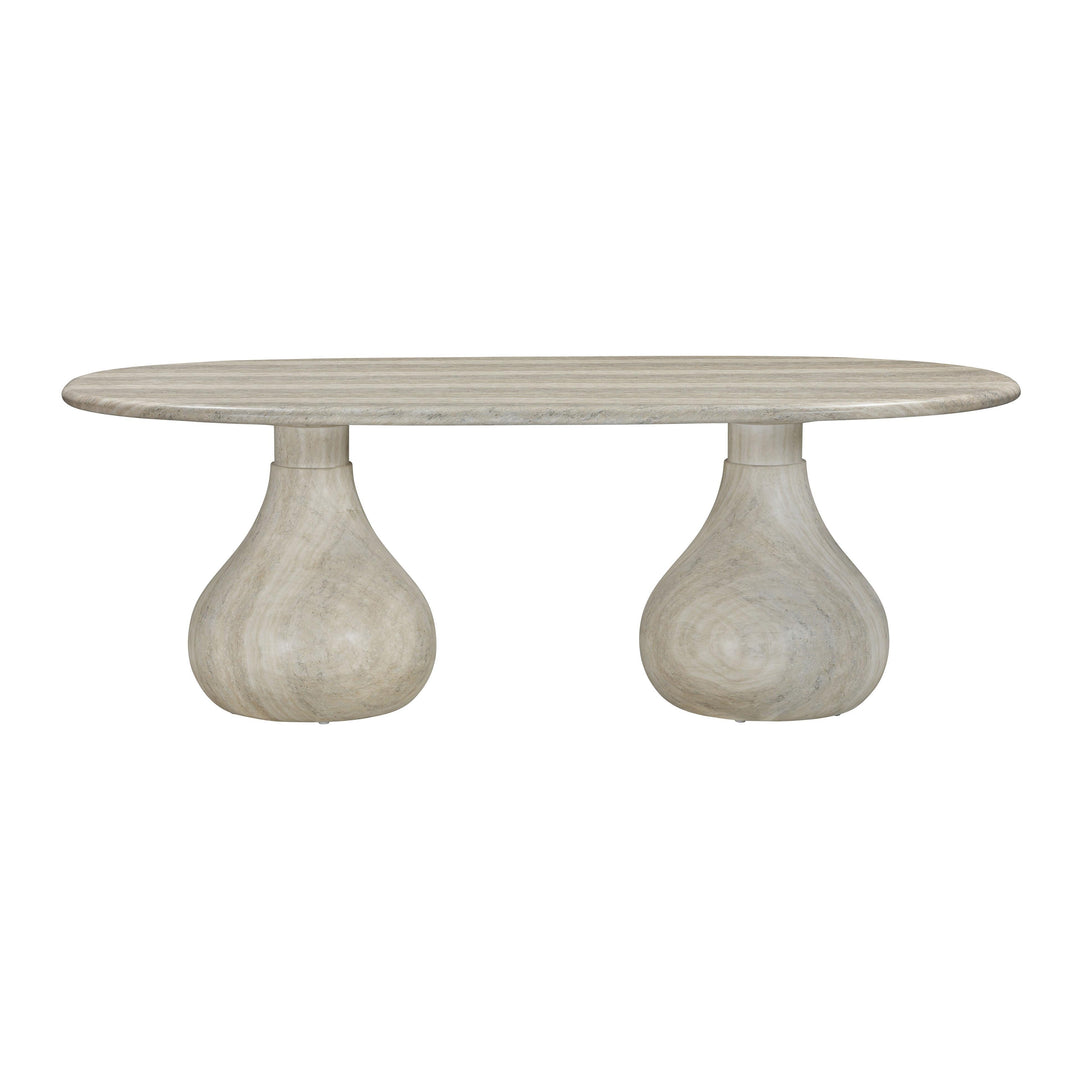 SwayLiving Smooch Faux Travertine Indoor / Outdoor Pedestal Dining Table OUTDOOR DINING TABLES
