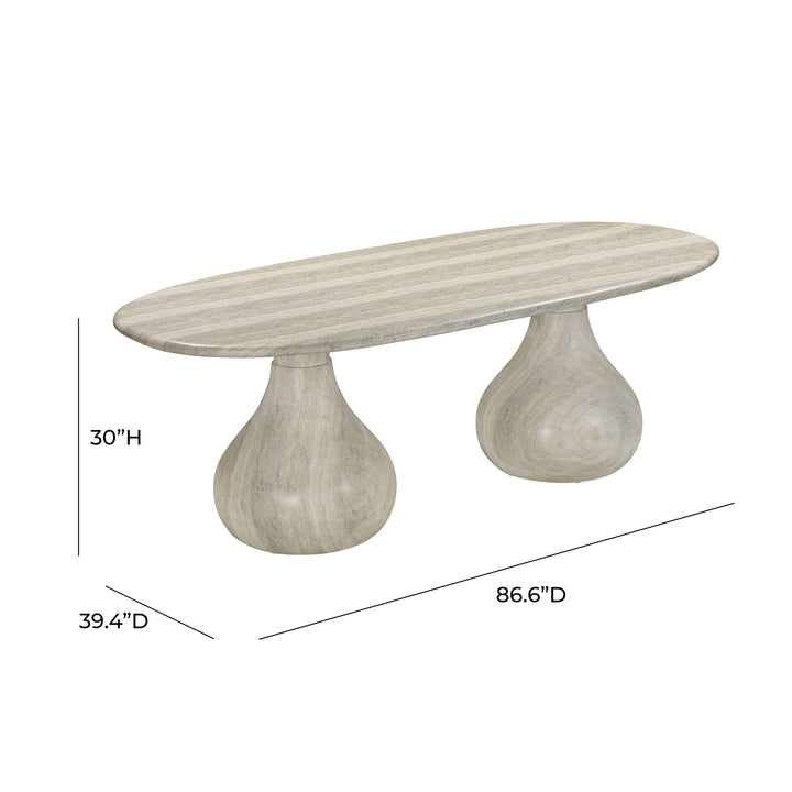 SwayLiving Smooch Faux Travertine Indoor / Outdoor Pedestal Dining Table OUTDOOR DINING TABLES