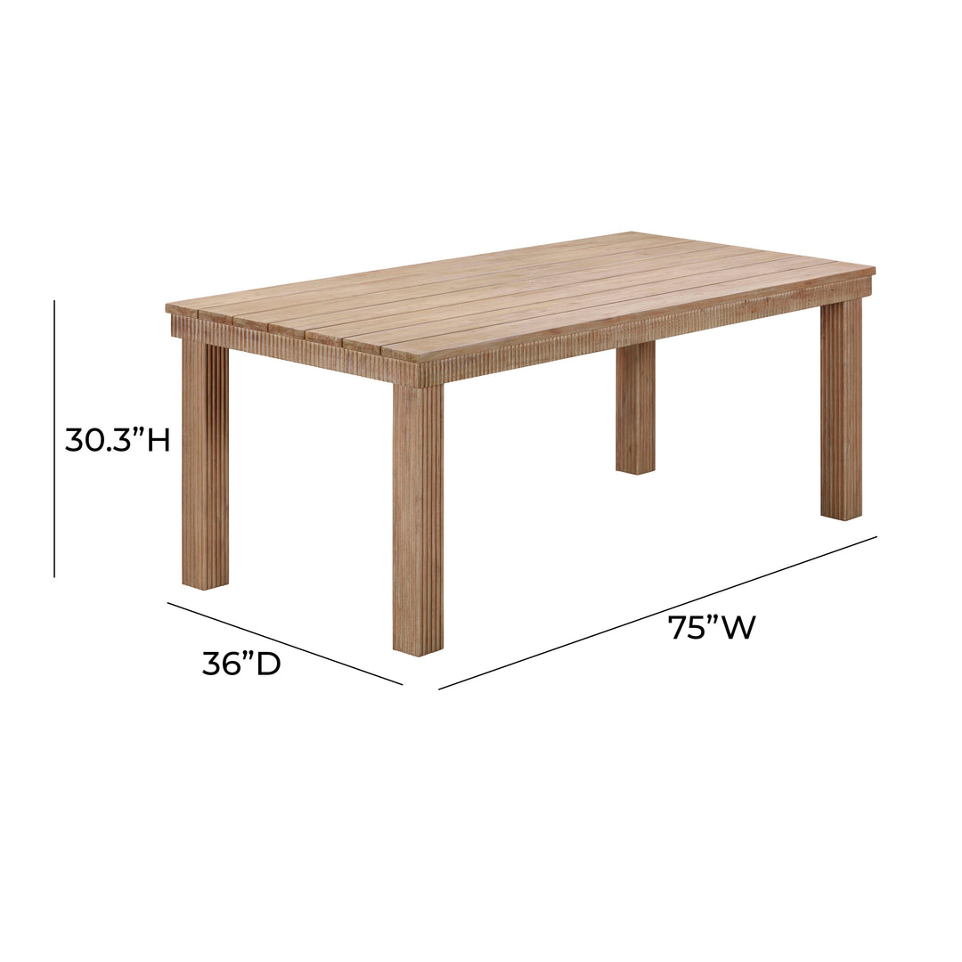 SwayLiving Cassie Natural 75 Inch Rectangular Outdoor Dining Table OUTDOOR DINING TABLES