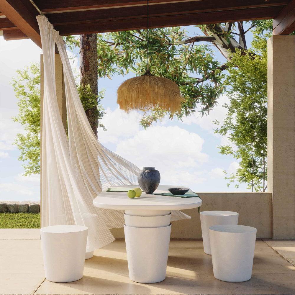SwayLiving Margot Light Grey Faux Plaster Indoor / Outdoor Concrete Dining Table OUTDOOR DINING TABLES