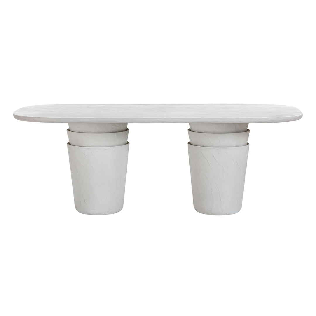 SwayLiving Margot Light Grey Faux Plaster Indoor / Outdoor Concrete Dining Table OUTDOOR DINING TABLES