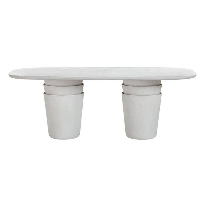 SwayLiving Margot Light Grey Faux Plaster Indoor / Outdoor Concrete Dining Table OUTDOOR DINING TABLES