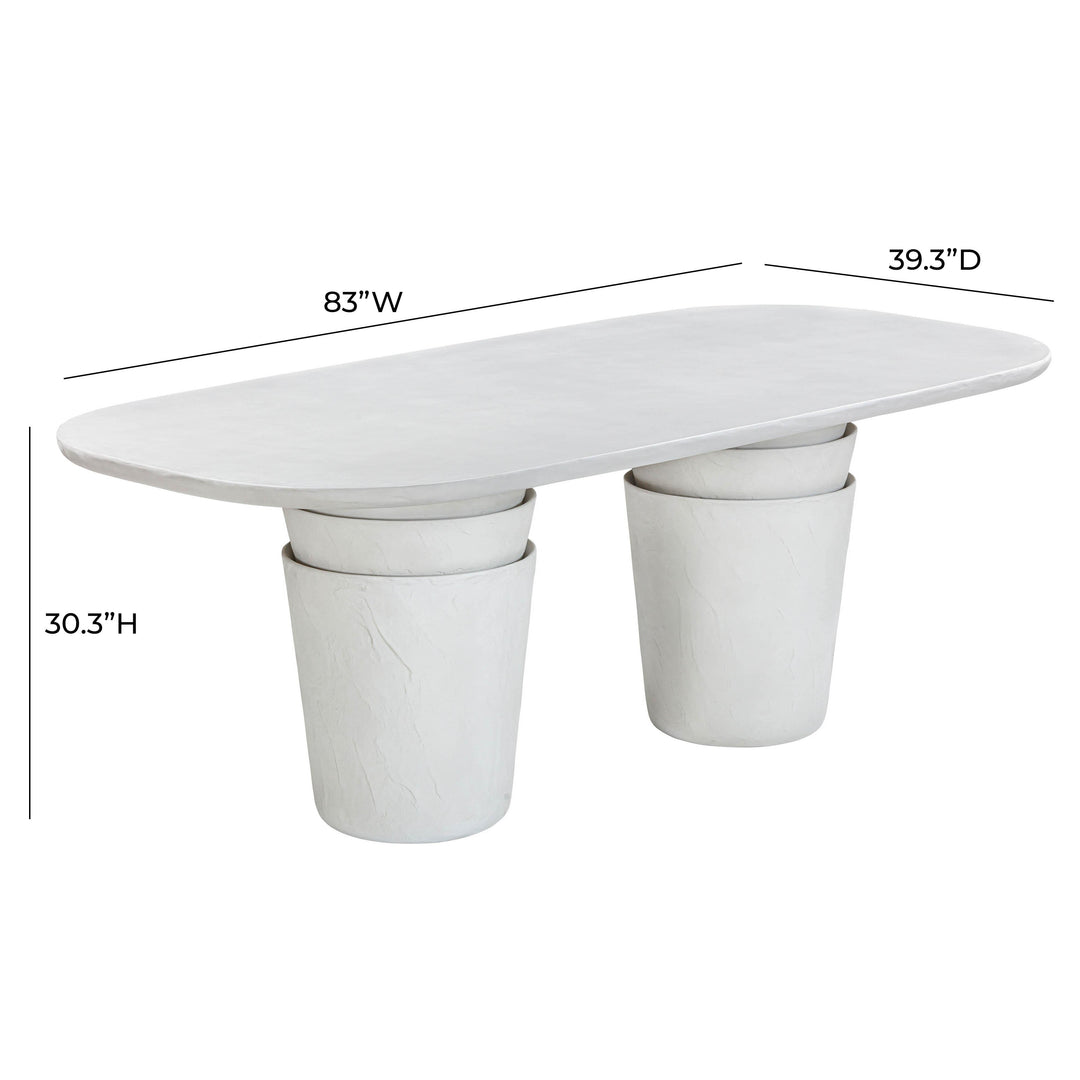 SwayLiving Margot Light Grey Faux Plaster Indoor / Outdoor Concrete Dining Table OUTDOOR DINING TABLES