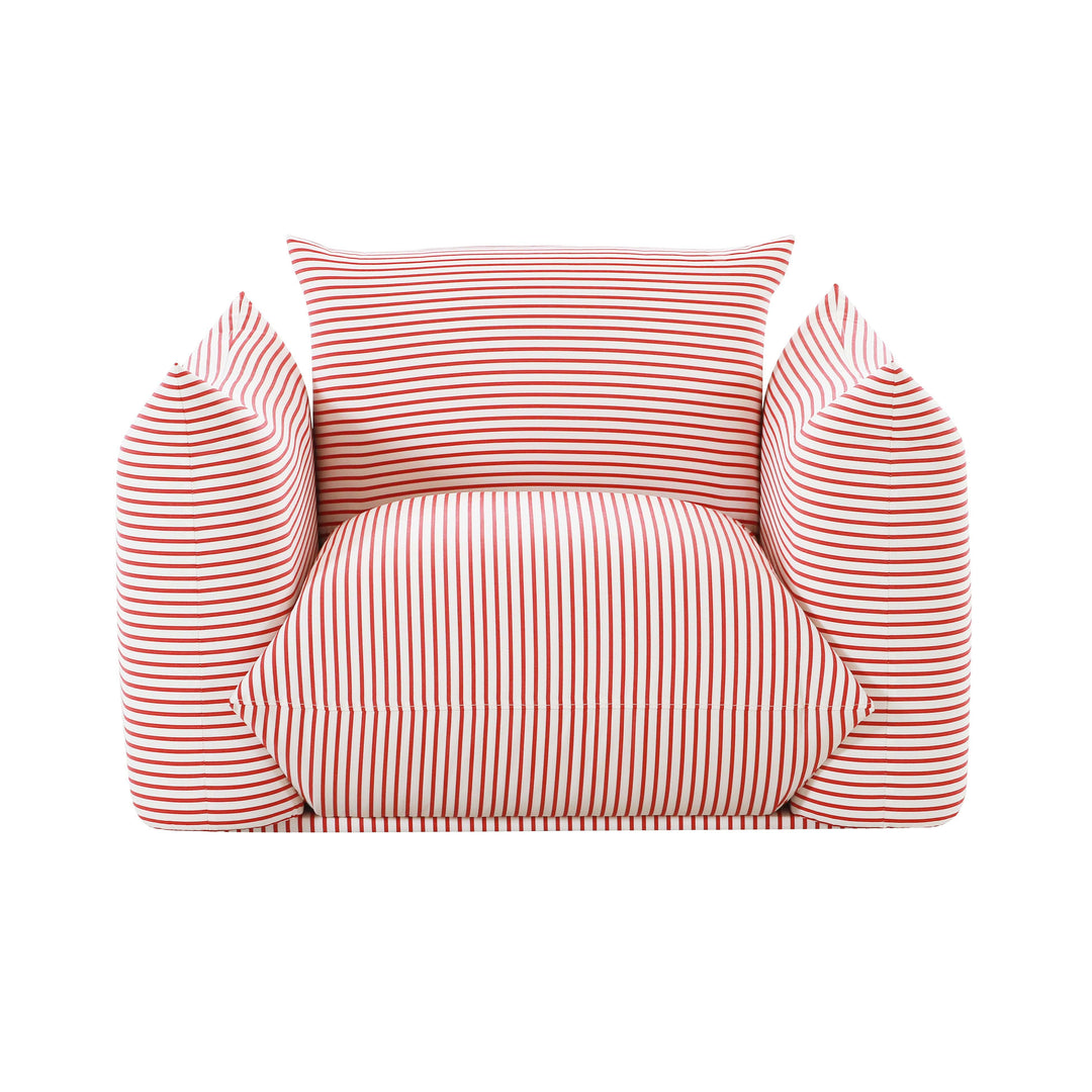 SwayLiving Saint Tropez Pearl and Red Striped Stuffed Outdoor Armchair OUTDOOR CHAISE LOUNGES